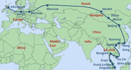 Singapore to Scotland Slow Travel Route Map